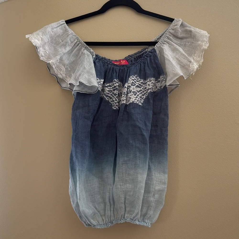 Vanita Rosa linen on or off shoulder top